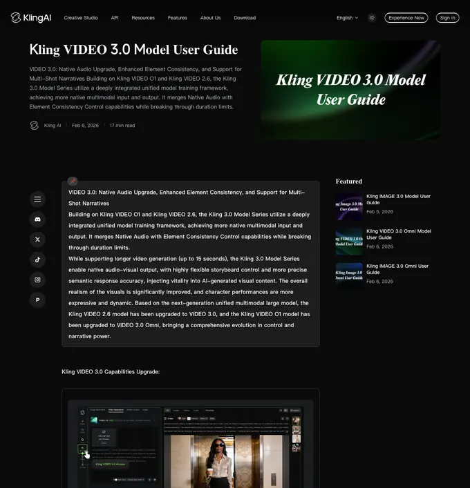 The Kling AI model user guide as it appeared on 16 September 2026.